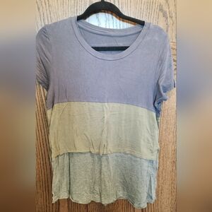 Latched Mama Women's Short Sleeve Colorblock NURSING Tee - Blue, Green, Gray